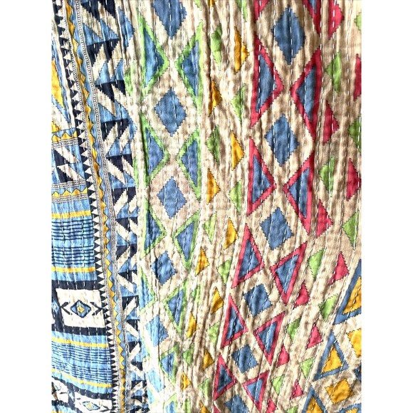 Handmade Quilt Colorful Blanket Wall Hanging 50x76” Hand Stitched - Picture 4 of 12